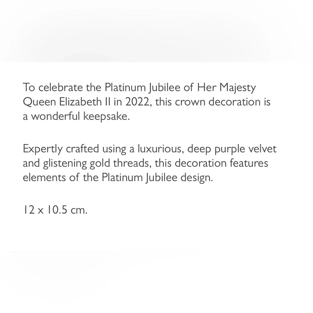 Platinum Jubilee Ornament Decor from the British Royal Trust Company NWT!